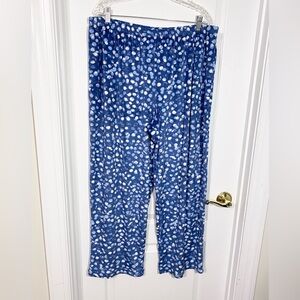 DKNY Patterned Fleece Pajama Pants w/ Pockets Blue White Size XL
